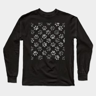 Doodle grey paw print Long Sleeve T-Shirt